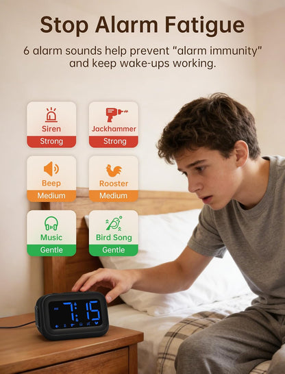 AuroraCalm Extra Loud Alarm Clock: 115dB On-Time Wake-Up
