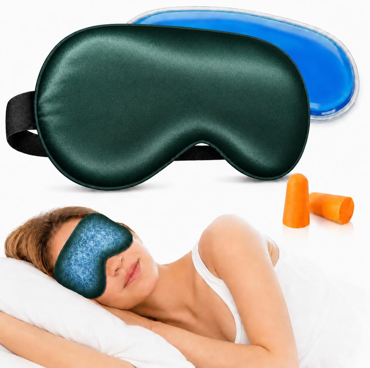 Cooling Sleep Mask with Mulberry Silk Surface & Removable Gel Pack