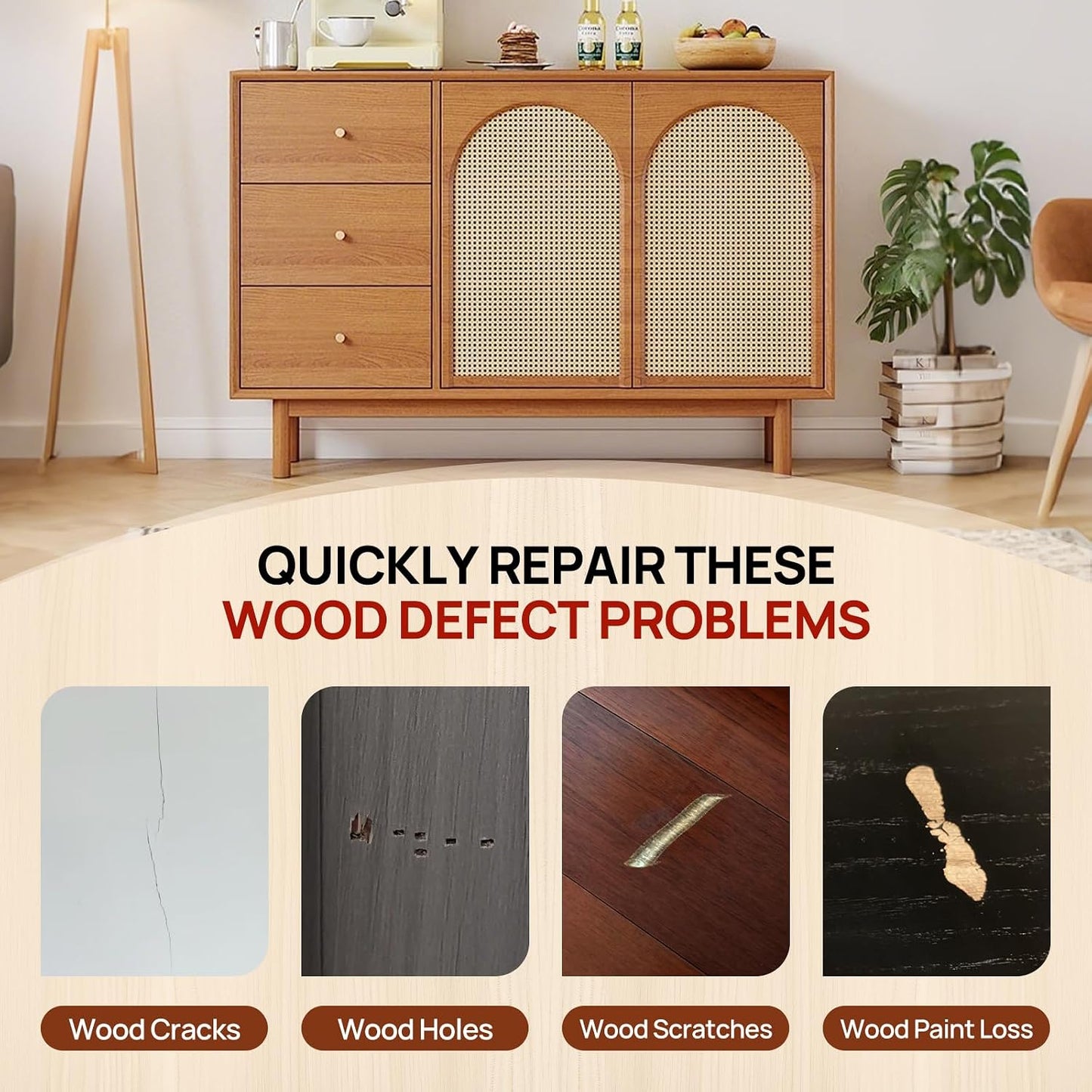 Boncart Wood Furniture Repair Kit, Wood Touch up Fillers | Repair Scratches, Cracks, Paint Chips, and Nail Holes on Furniture, Floors, Doors, Cabinets, and Tables (10 Colors)