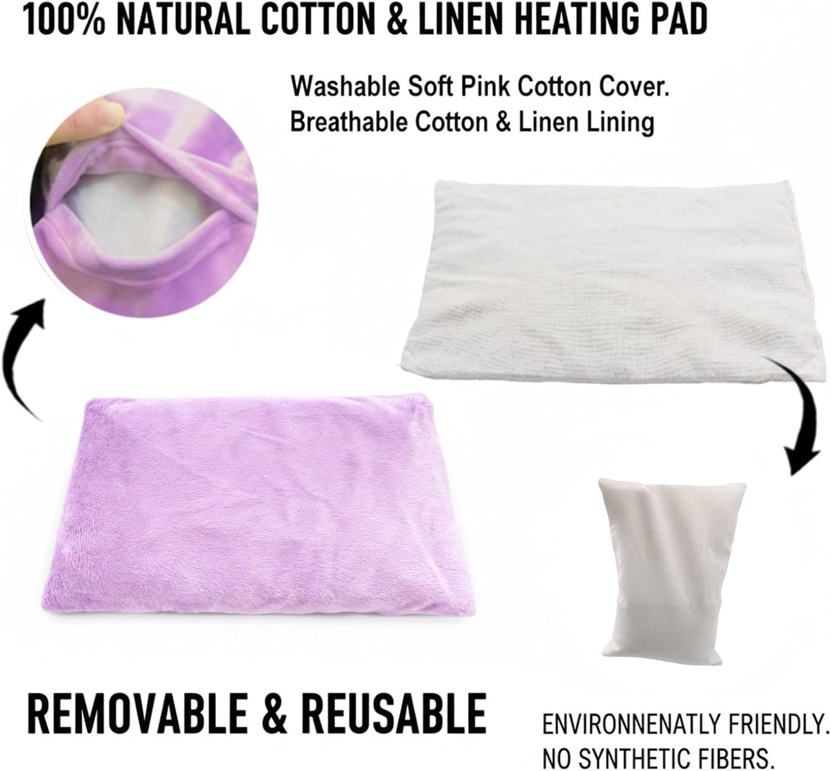 Microwavable Heating Pad - Multi-Purpose Warm Relief for Neck, Shoulders, Lumbar Muscles, Colic & Upset Stomach, Soft Skin-Friendly Fabric, Portable for Home/Office/Travel
