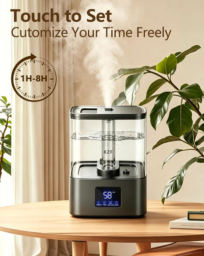 KZF Humidifiers for Bedroom, 4L Cool Mist Humidifier for Large Room, Black