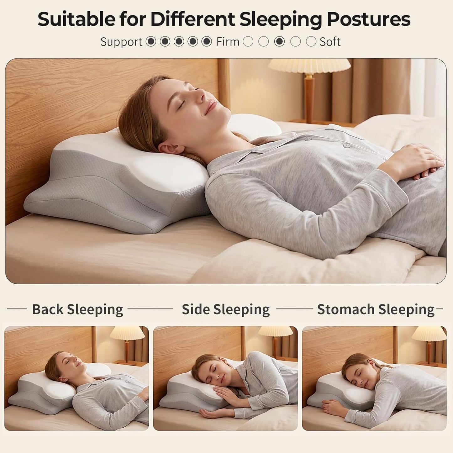 Ylekto Cervical Neck Pillow for Pain Relief - Contour Memory Foam Pillows | Ergonomic Pillow for Sleeping, Side Sleeper Pillow for Neck Support, Bed Pillow for Side Back Stomach Sleepers (Blue & Grey)