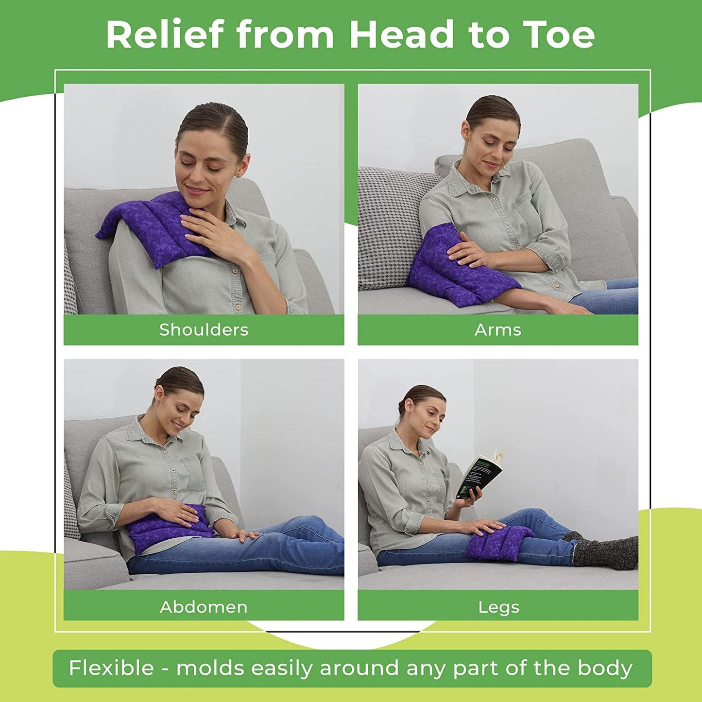 Nature Creation Microwaveable Herbal Heating Pad for Lumbar - Soothing Hot & Cold Therapy Pack for Lower Back- Soothing Relaxation, Warmth and Comfort - Lavender Flowers