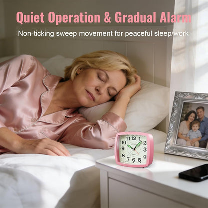 Lamisola Analog Travel Alarm Clock for Bedroom, Small Desk Clock Black