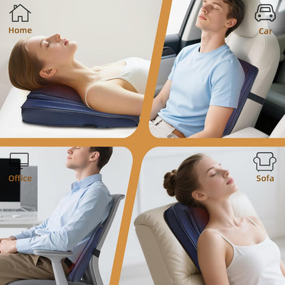 Joyset Back Massager with Heat, Shiatsu Chair Cushion for Lower Back | Upper & Lower Back 2-Level Heat, 16 Nodes Bidirectional Deep Kneading, Removable Washable Cover, Universal Fit for Mom, Dad