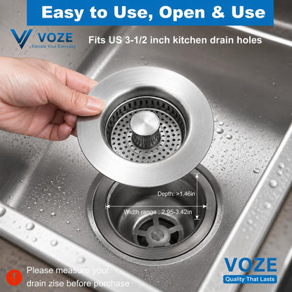 2 Pack Kitchen Sink Drain Strainer & Stopper with Basket, Stainless Steel Drain Plug Cover Catcher for Food Waste - Sink Accessories for Home or Kitchen Sink Shroom Fit US Standard 3-1/2'' Drain Hole