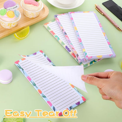 Thboxes 4 Pack Magnetic Note Pad for Fridge with Pen Holder, Totally 200 Sheets Grocery List Magnet Pad for Refrigerator Magnetic Shopping List Pad（Fruit Design） | Full-Back Magnet, 80Gsm FSC-certified Paper, School Office Home Supplies Grocery List