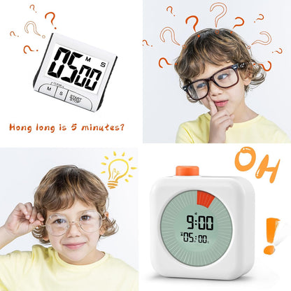 EooCoo School Supplies for Kids Visual Timer for ADHD & Autism, Digital Countdown Timer with Smiley Face-Style Visual Time Progress, Easy Time Management Tool, Classroom Learning & Home Daily Routines