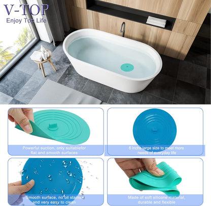 Shower Drain Hair Catcher Tub Stopper, V-TOP Drain Cover for Shower to Catcher Hair, Silicone Bathtub Drain Plug Suit for Bathroom Kitchen and Laundry, 4 Pack