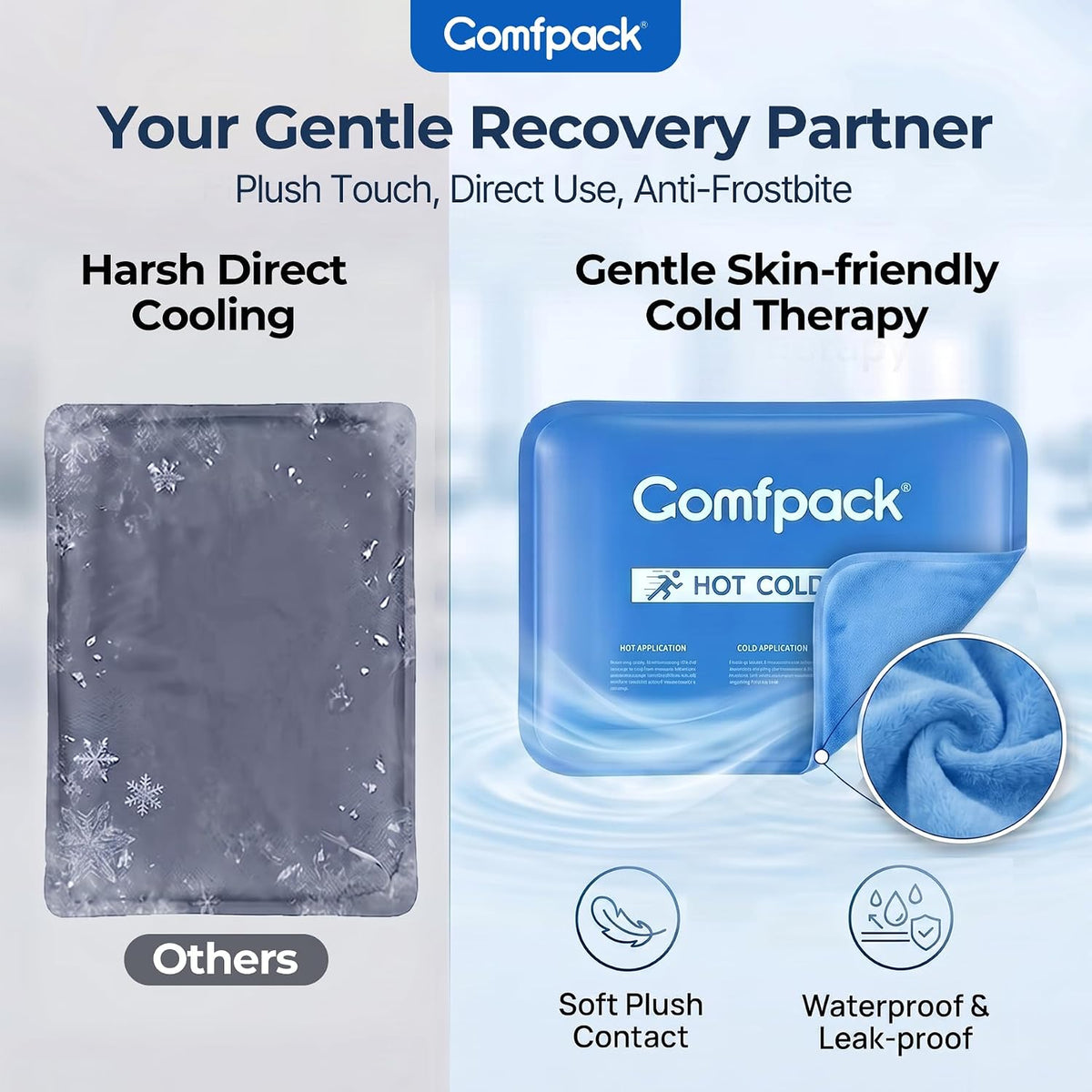Comfpack Soft Ice Packs for Injuries Reusable, Double Side Hot Cold Therapy