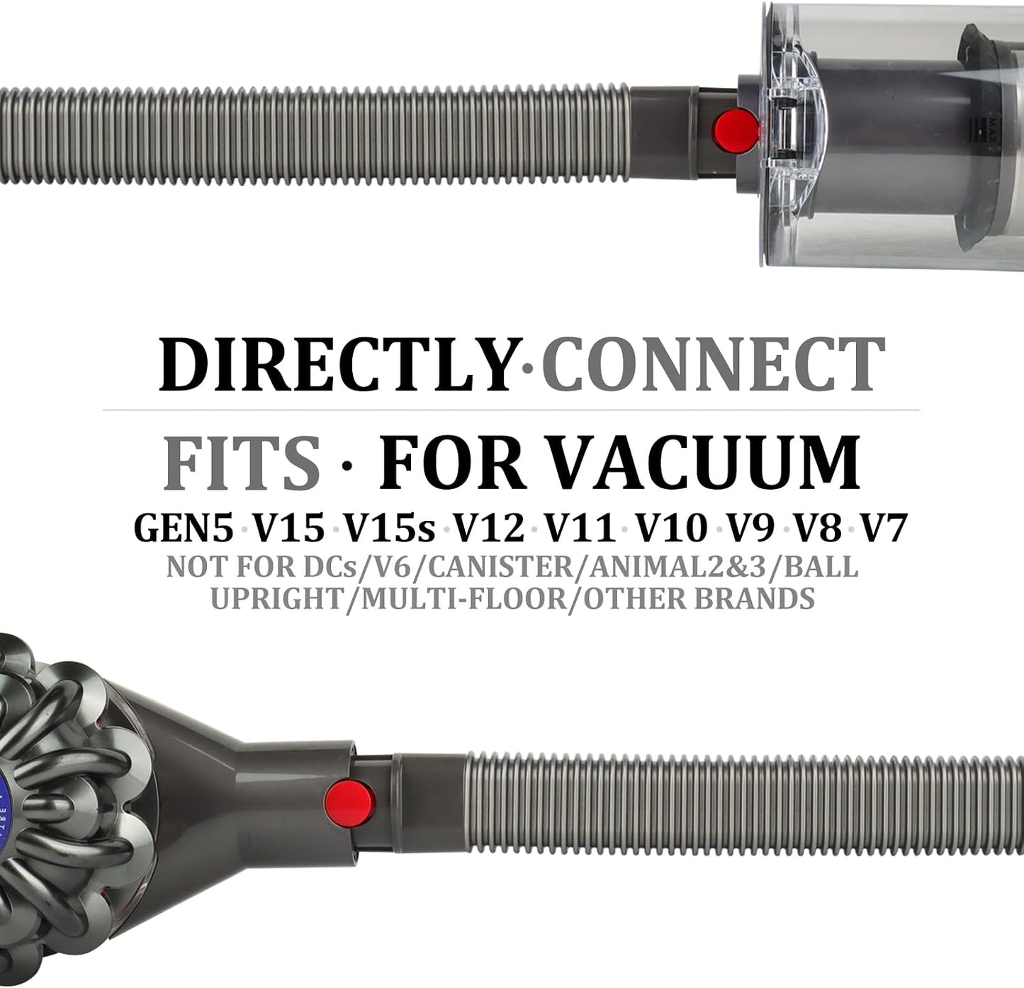 Fullclean Dryer Vent Lint Vacuum Attachments Hose for Dyson Gen5 V15 V15s V12 V11 V10 V9 V8 V7 Detect Absolute Cyclone Outsize Slim Nozzle Crevice Flexible Lint Removal Tool Dryer Vent Cleaner Kit