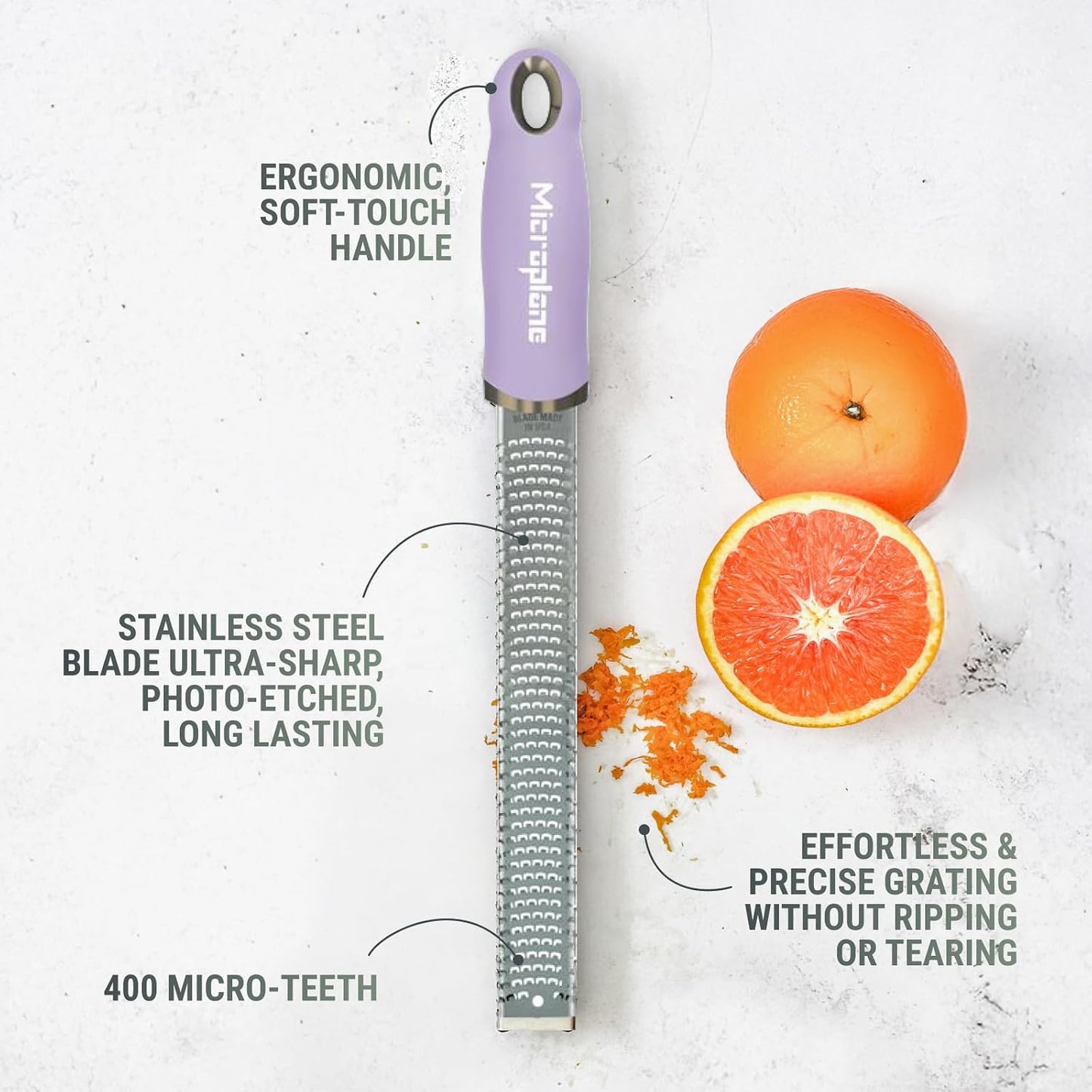 Premium Classic Series Zester - Lipstick Pink | Lemon Zester tool, Hard Cheese & Vegetable Grater | For Citrus, Parmesan Cheese, Garlic, Ginger, Nutmeg | Fine Stainless Steel Blade, Made in USA