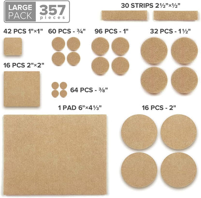X-PROTECTOR 357 PCS Premium Huge Pack Felt Furniture Pads! | Quantity of Furniture Sliders with Many Big Sizes – Your Ideal Floor Protectors. Protect Your Hardwood & Laminate Floor!