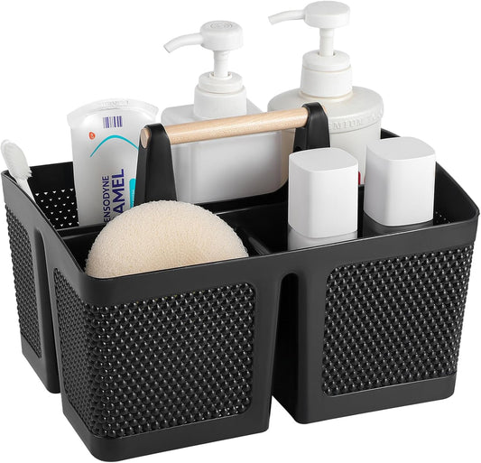 rejomiik Plastic Shower Caddy, Portable Shower Basket with Handle, Cream | Cleaning Caddy Organizer for Bathroom, College Dorm Room Essentials, Storage Tote