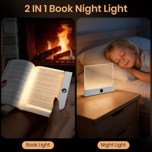 Book Light, Rechargeable Clear LED Reading Light with 3 Colors & Timer