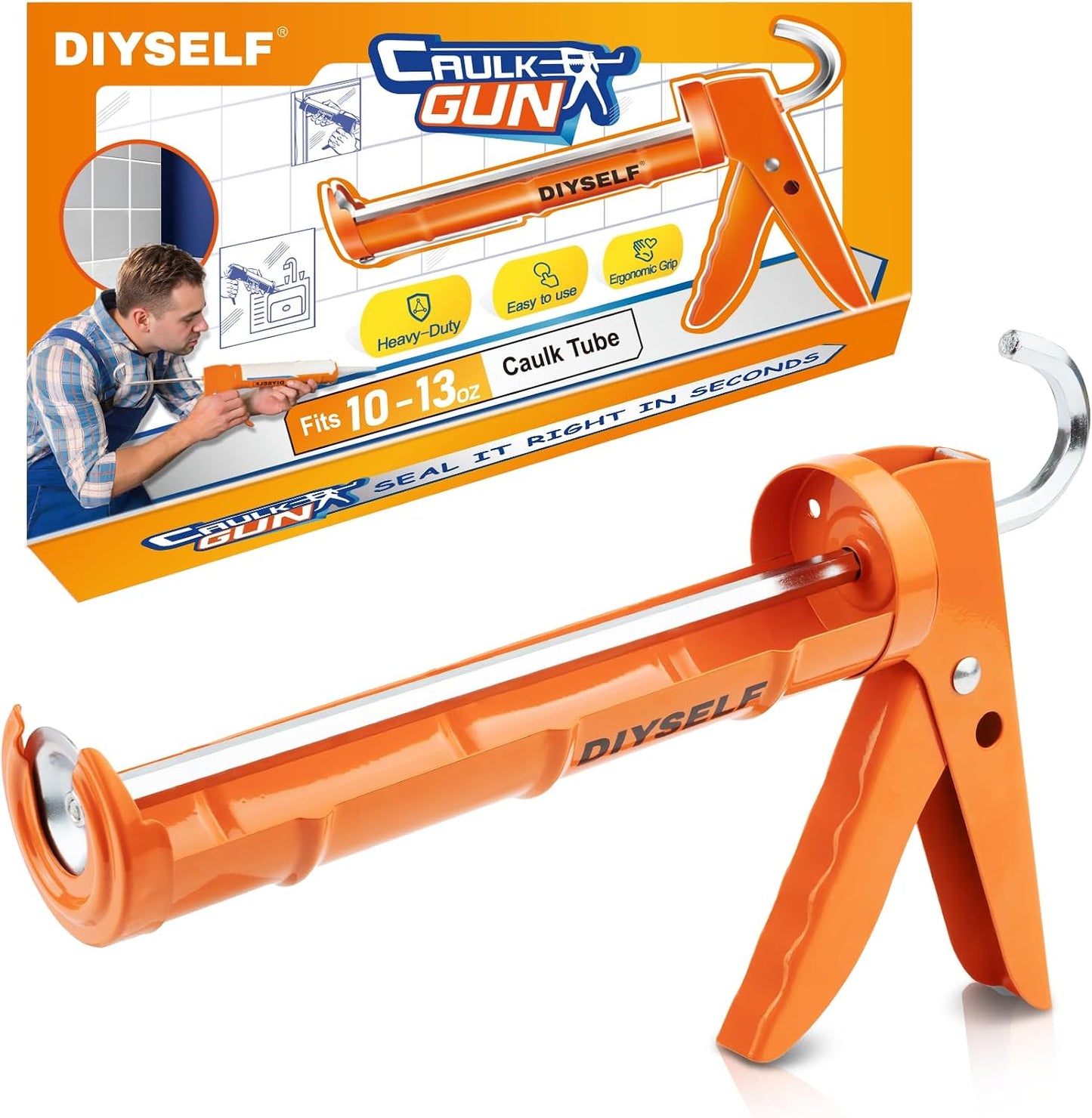DIYSELF 9 Pack Caulk Gun Kit, Professional Caulking Gun & Remover Tools | Sealant Finishing Tool, Grout Scraper & Silicone Gun for Bathroom, Kitchen, Window, Sink & Tile Sealing, Hand Caulking Gun