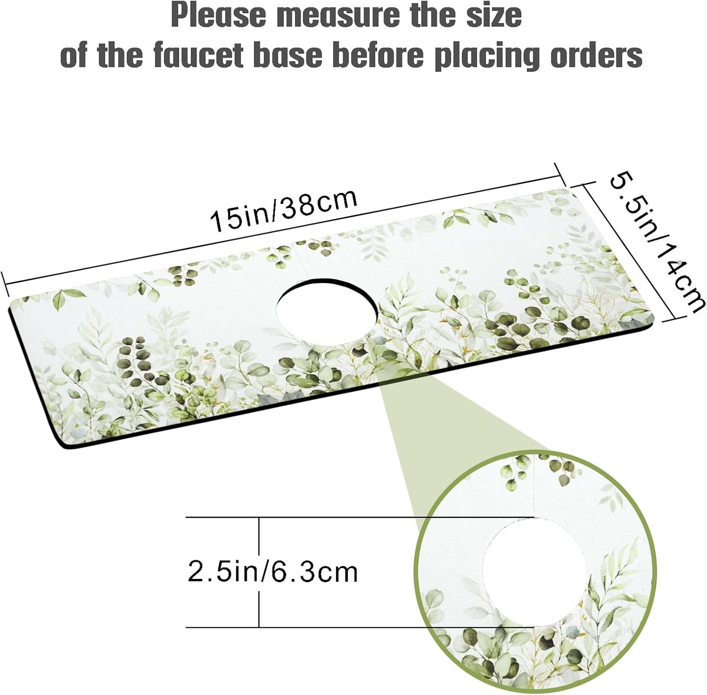 Sink Faucet Absorbing Mat, 2 Pack Drying Mat Around Faucet Sink Splash Guard Behind Faucet Sinkmat For Kitchen Bathroom Island Rv 24 * 5.5 Inch (60 * 14 cm)