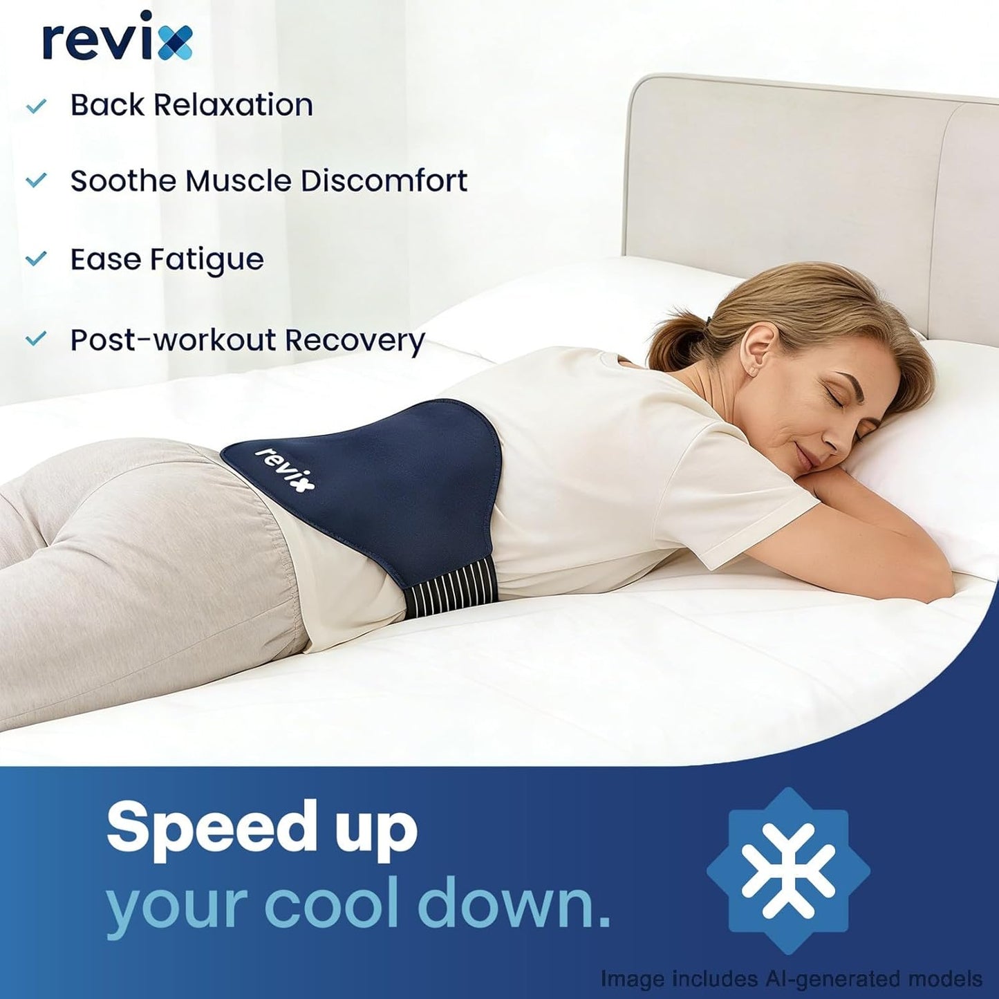 REVIX Extra Large Lower Back Ice Pack Wrap, 2 Pack Gel Wrap for Lumbar | Reusable Cold Gel for Sciatica & Waist Relief, 13.4 x 11 in, Hands-free Lumbar Wrap for Men & Women, Blue