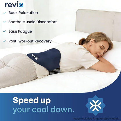 REVIX Extra Large Lower Back Ice Pack Wrap, 2 Pack Gel Wrap for Lumbar | Reusable Cold Gel for Sciatica & Waist Relief, 13.4 x 11 in, Hands-free Lumbar Wrap for Men & Women, Blue