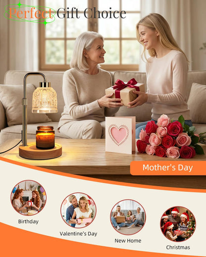 AIFEI Candle Warmer Lamp with Timer, Birthday Gifts for Women Mom, Black | FlameSafety Candle Lamp - Dimmable Adjustable Height with 2 Bulbs, House Warming Gifts New Home, Fits Most Jar Candle
