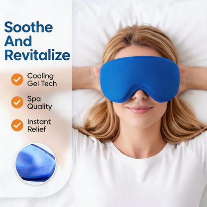 Contoured Cooling Gel Eye Mask: Ice Cold Compress for Puffy Eyes, Dark Circles, Sinus Pain & Surgery Relief, Reusable Therapy, Fits All Head Sizes, Daily Eye Care, Relaxation Beauty Gift, Blue