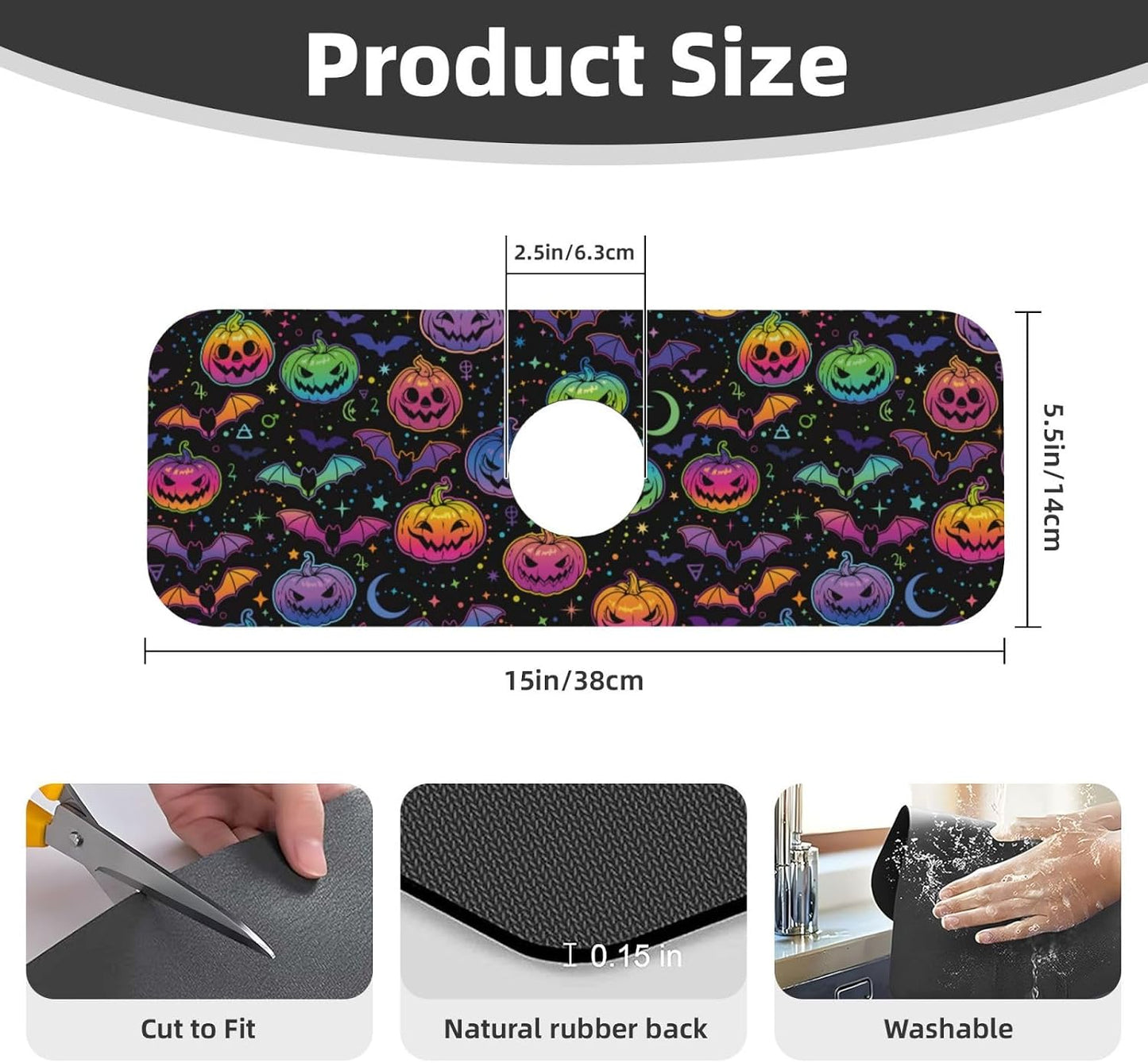 Wildflowers Floral Flower Kitchen Sink Splash Guard Faucet Mat Super Absorbent Fast Drying Mat Sink Gadgets-Fast Drying Pad Sink Mat For Kitchen Bathroom (15" X 5.5" )