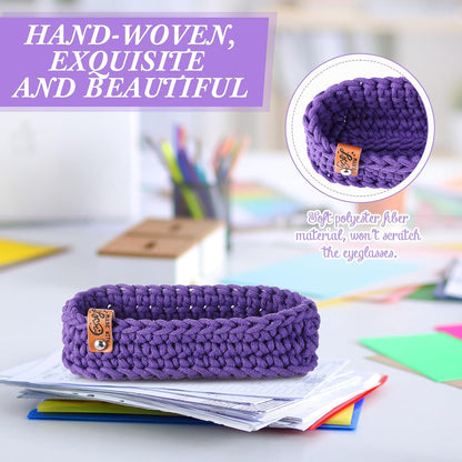 Tioncy Eyeglasses Holder for Nightstand Wool Anti Scratch Desk Bedside Knit Eyeglass Storage for Fathers Day Graduation Gifts