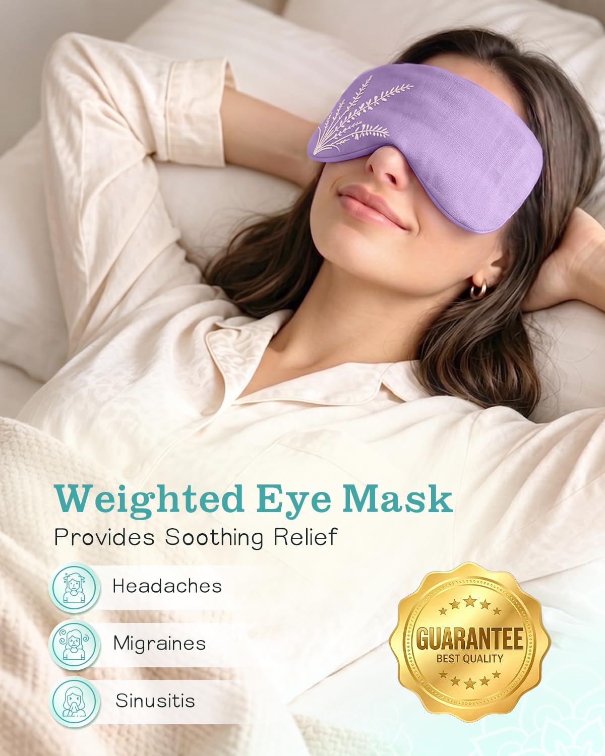 Hihealer Weighted Lavender Eye Pillow, Linen Flaxseed Eye Mask for Sleeping