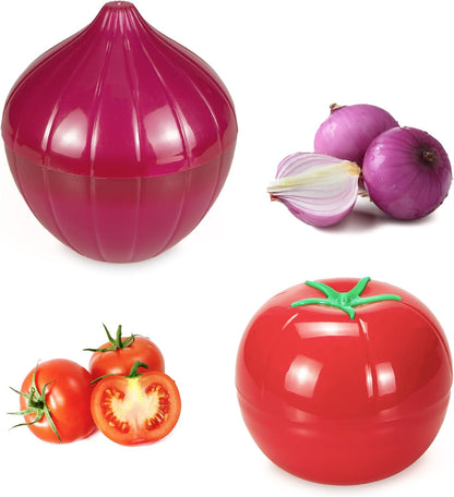 Vegetable and Fruit Storage Containers for Refrigerator, Lemon Tomato Garlic Avocado and Onion Storage, Food Storage Containers with Lids, Pack of 5