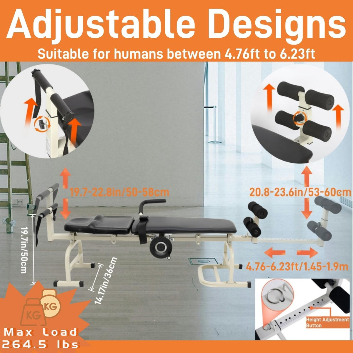 Electric Traction Machine for Neck and Back, Fitness Full Body Traction Device, Home Spinal Decompression Stretcher for Lower Back Pain Relief ,Lumbar & Cervical Traction Decompression Table