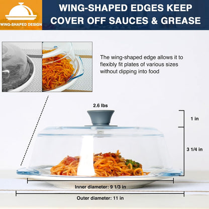 Lopeztek Glass Microwave Splatter Cover for Food, Non-Plastic | BPA Free|Fit All Size Microwaves|Multi Steam Vents|Splatter Guard|Heavy|Plate and Dish Cover
