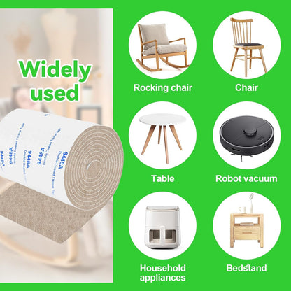 Felt Strips with Adhesive Backing, Felt Tape with Adhesive Backing, Felt Furniture Strips 2 Pack Roll 1/2x 60 Inches Black, Felt Strips for Furniture