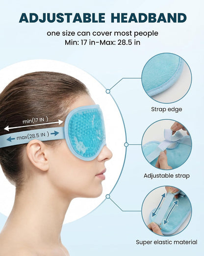 Cooling Gel Eye Mask for Puffy Eyes, 2 Pack Reusable Cooling Eye Mask for Migraine, Headache, Dark Circles, Dry Swollen Eyes, Sinus Pain