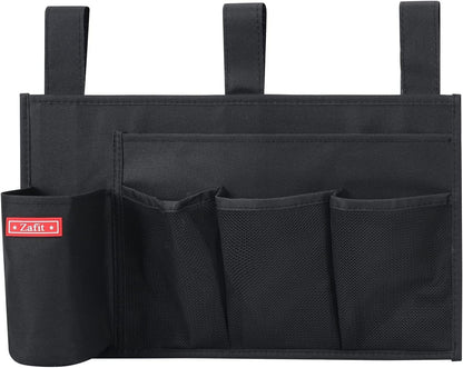 Zafit Hanging Bedside Caddy, Bedside Storage Organizer for Magazine, Phone, Remote control (Classic4 Pockets-Black)