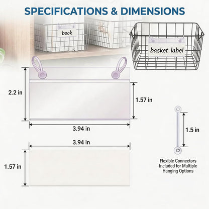 ELEMGULY Basket Label Holders, 40PCS Plastic Basket Label Clips with Easy Button Lock Design, Wire Shelf Label Holder Wire Rack Display Holder Price Sign for Home Market (40pcs Label Paper Included)