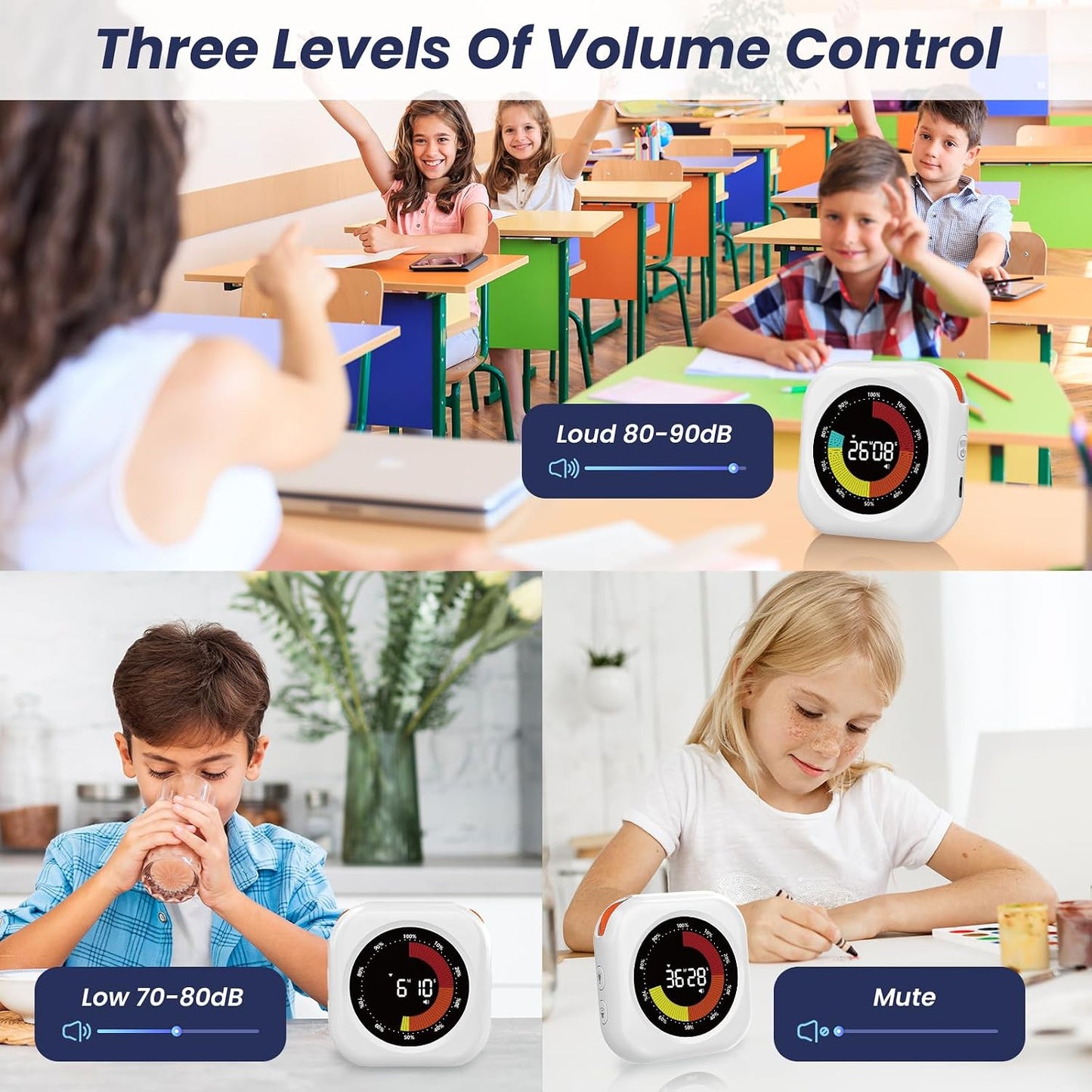 PERSUPER Visual Timer for Kids, Rechargeable 10-Hour Countdown/Up Timer | with 3 Volume Levels, 3 Brightness Display, and Magnetic, Homeschool Study Tool, Large Digital Timers for Classroom, Kitchen