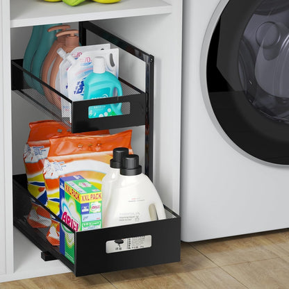 Petiza Under Sink Organizer Adjustable Height 2 Tier Bathroom Organizer Pull Out Cabinet Organer kitchen organizers and storage fridge organizers and storage,White,XL-1 Pack
