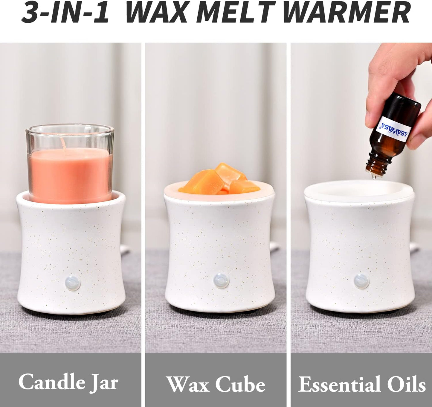ASAWASA 2PCS Smart Candle Warmer for Large Jar, Coffee Mug Warmers, with Gravity Switch Auto Shut-On/Off, Safely and evenly Release The Aroma, Keep The Drink Warmth, Best Ideals Valentines Day Gifts
