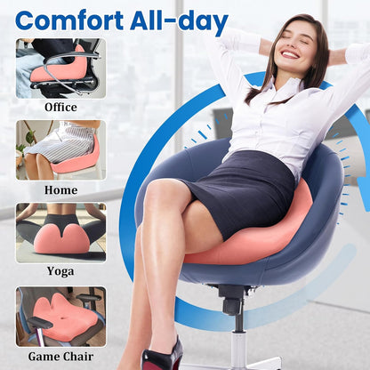 CushZone Ergonomic Seat Cushion, Sciatica Support for Office Chair, Black