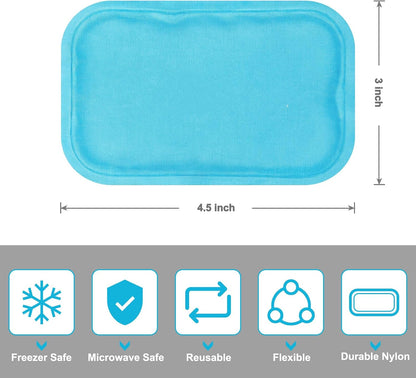 Reusable Small Ice Packs - Hot & Cold Mini Gel Cold Packs for Injuries, Sinus Relief, Tired Eyes, Headaches, First Aid, Pain Relief, Wisdom Teeth, Face - 6 Packs