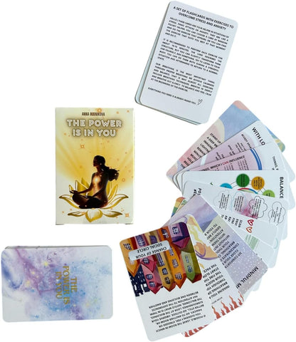 Panic Attack & Anxiety Relief Cards – 'The Power is in You' 46 - Card Deck with Grounding Exercises, Breathing Techniques & Stress Management Practices (English)