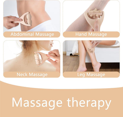Abeillo 3Pcs Wooden Hand Massage Roller, Muscle Roller Stick, Manual Wood Therapy Massage Tools Massager Roller, for Relaxes Thigh, Leg, Hands Full Body Muscle Men Women