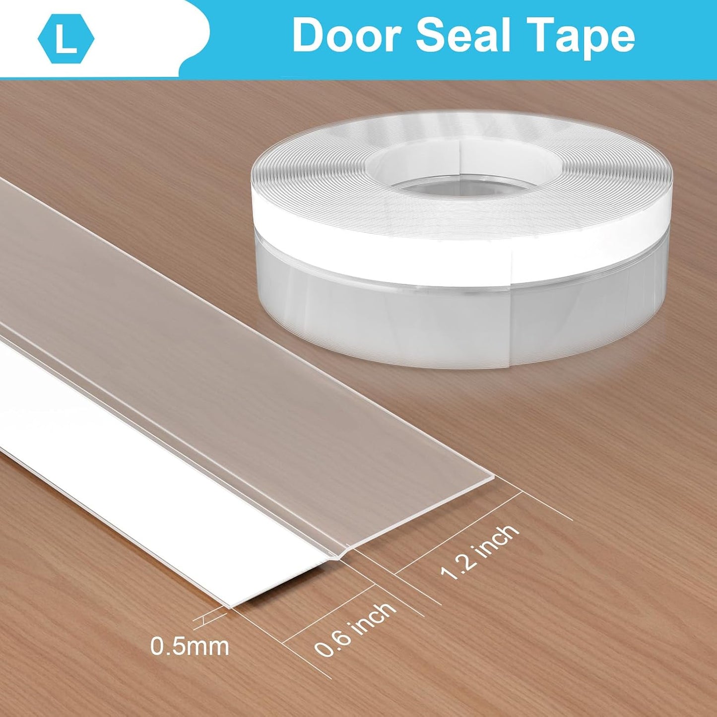 Weather Stripping Door Seal, 20 Ft Shower Door Seal, Clear, 1 in | Flexible door sweep for frames, fits doors, windows, and glass showers, seals gaps up to 0.5", blocks air leaks and dust