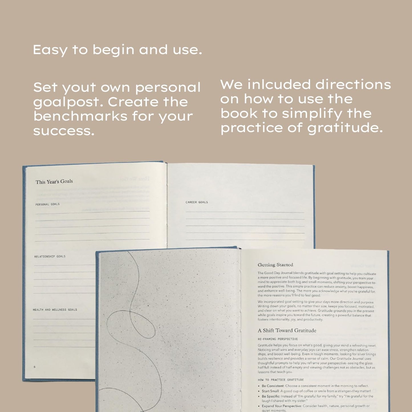 ANECDOTE. Gratitude Journal – The Good Day Journal for Happiness, Mindfulness and Reflection, Feel Happier and Less Stressed, Inspirational Daily Journal for Women & Men - Cream