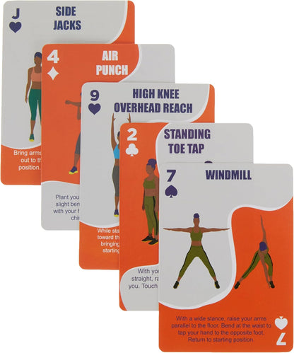 Low-Impact Exercise Playing Cards | 52-Card Deck | Bodyweight | All Fitness Levels | Strength Training and Cardio | at-Home Workout | Family Game Night | Fun