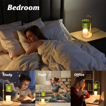 HAIDOLIANG Blue Candle Warmer Lamp with Timer and Dimmer | Height and Brightness Adjustable,Glass Electric Wax Warmer with 2 Bulbs for Women Gifts, Home Decor for Scented Jar Candles