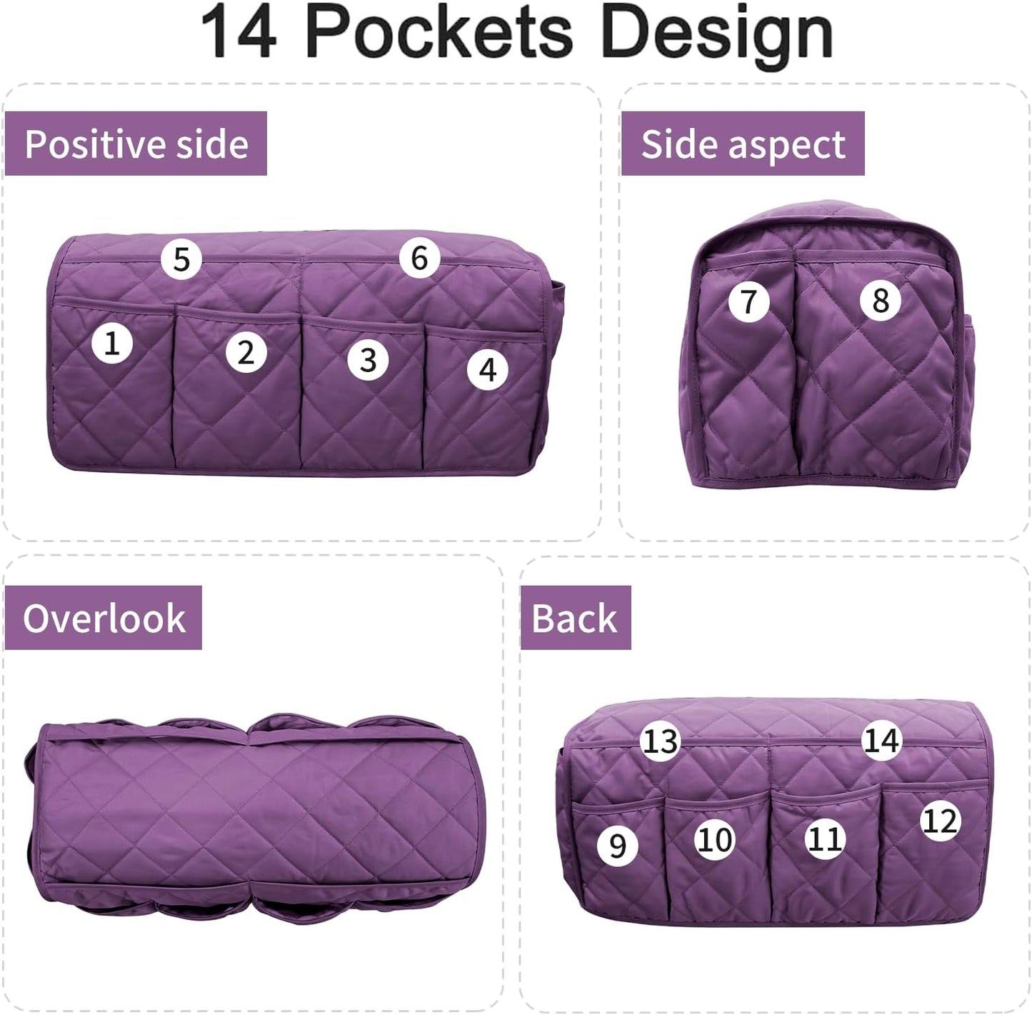 Remote Control Holder for Armchair, Armchair Caddy TV Remote Holder for Recline 14 Pockets, Non-Slip Remote Caddy Couch Caddy Organizer for TV Remote, Phone, Magazine (Brown)