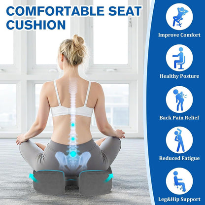 CushyOasis Seat Cushion, Gel Memory Foam Office Chair Cushions, (Black) | Chair Cushion, Anti-Slip Bottom & Removable Cover Tailbone Pain Relief Cushion, Memory Foam Seat Cushion for Office