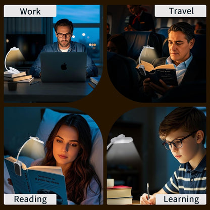 Rechargeable Book Light, Clip-On LED Reading Light, Eye-Caring