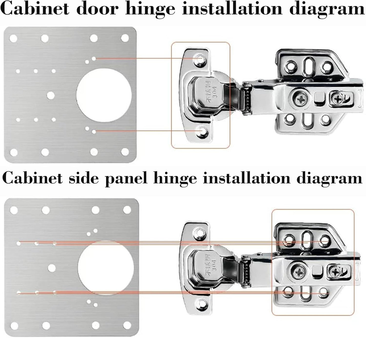 12 Pack Cabinet Hinge Repair Plate Kit, Stainless Steel Cabinet Door Repair Plates with Screws, Fix Loose Hinges & Stripped Screw Holes, Heavy Duty Hinge Reinforcement Brackets for Kitchen Cabinets